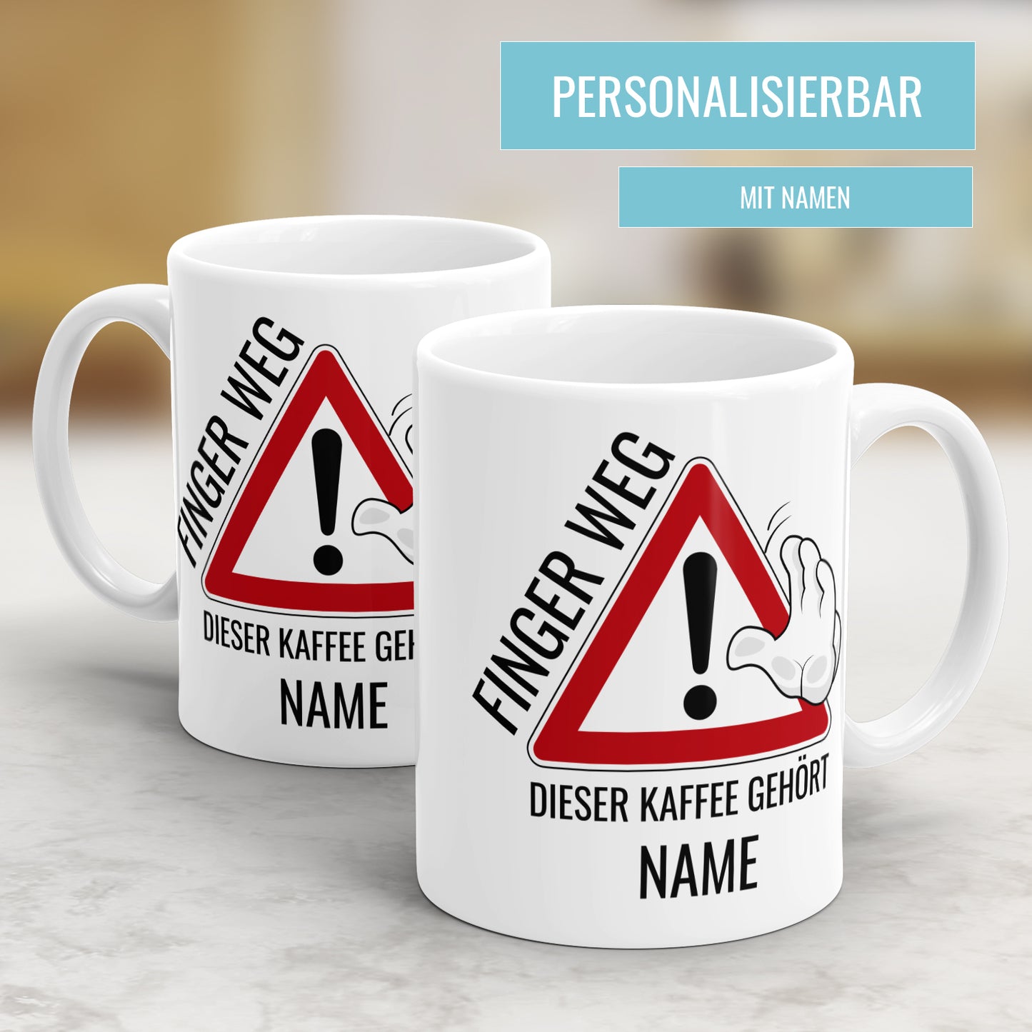 Finger weg dieser Kaffee gehört Wunschnamen - Geschenk für Kollegen Tasse - Fulima