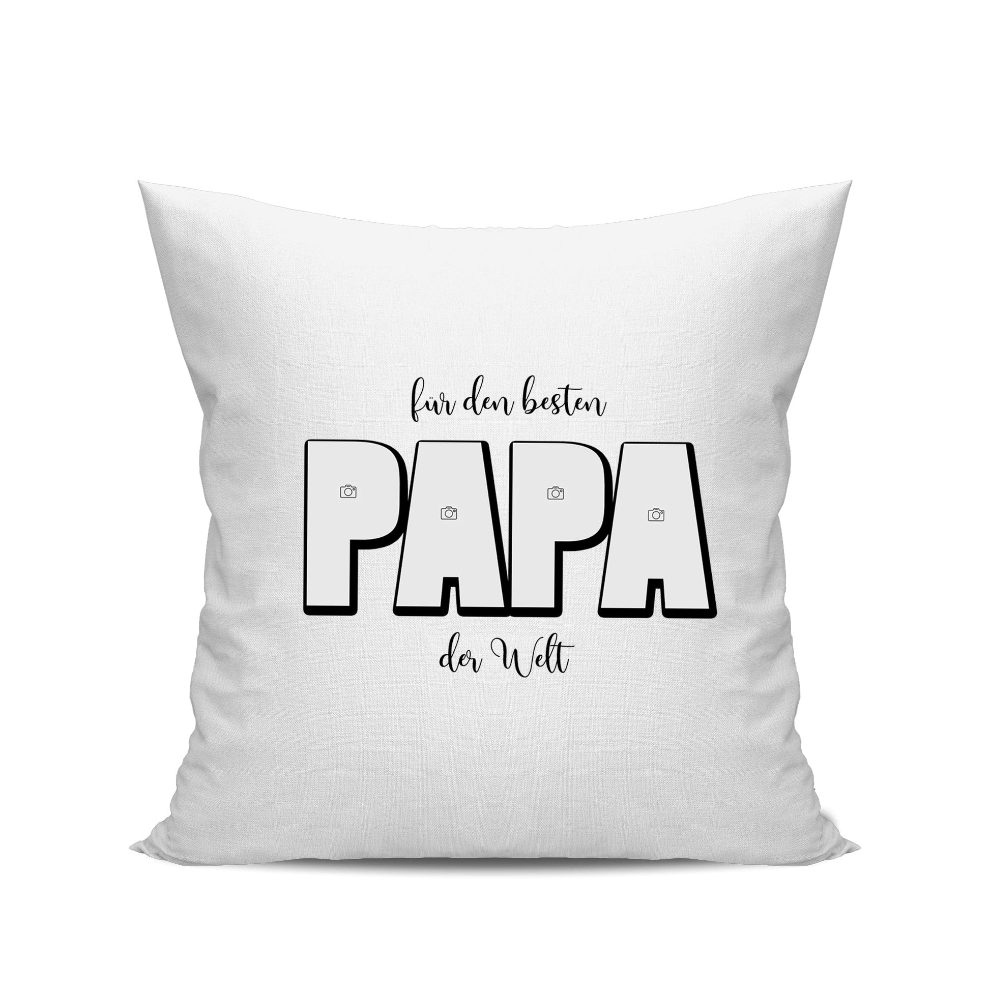 Personalisiertes Fotokissen – Für den besten Papa der Welt – 4 Fotos Weiß - Fulima