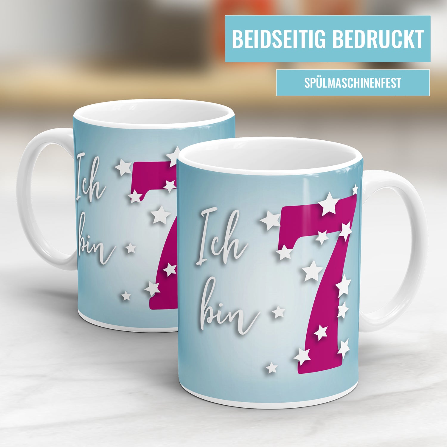 Ich bin 7 Sterne mit pinker großer 7 Tasse Geburtstag Fulima