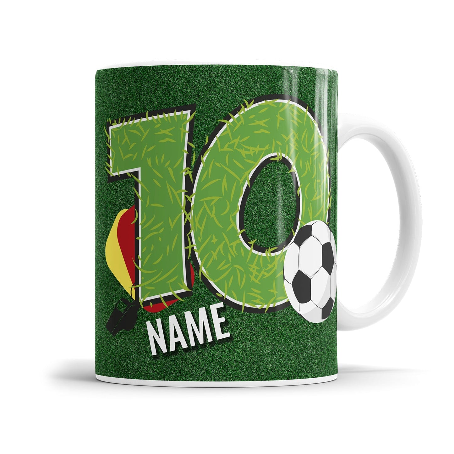 Fußball Tasse zum 10. Geburtstag – Personalisiert mit Namen - Fulima