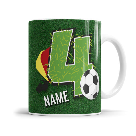 Fußball Tasse zum 4. Geburtstag – Personalisiert mit Namen - Fulima