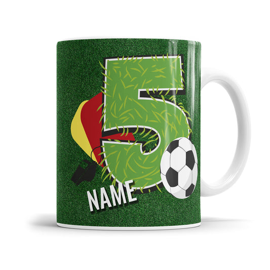 Fußball Tasse zum 5. Geburtstag – Personalisiert mit Namen - Fulima