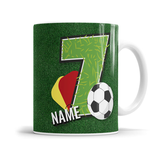 Fußball Tasse zum 7. Geburtstag – Personalisiert mit Namen - Fulima