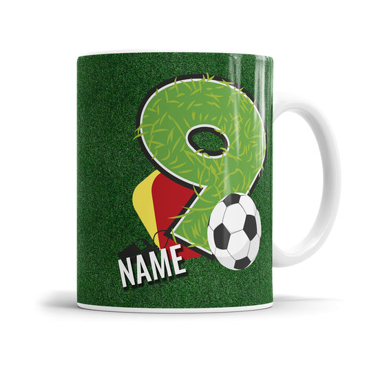 Ich bin 9 Fußball personalisiert mit Name Tasse 9. Geburtstag Fulima