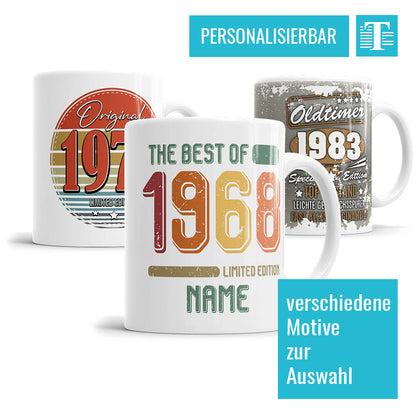 Geburtsjahr Tasse mit Name - Personalisiertes Geschenk zum Geburtstag