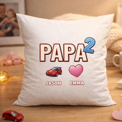 Papa Kissen personalisiert  - Papa hoch 2 bis 5 mit Namen der Kinder