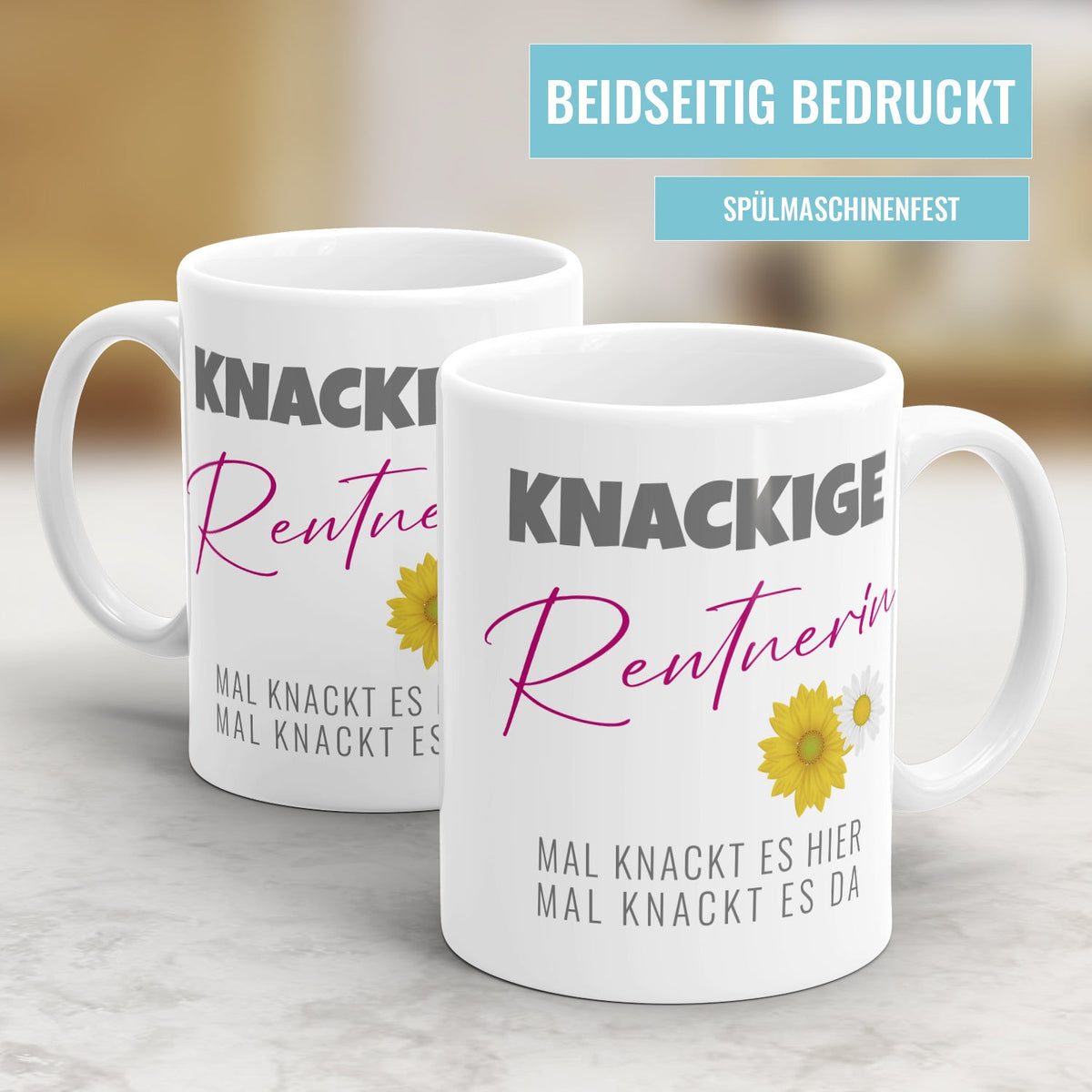 Knackige Rentnerin mal knackt es hier mal da - Spruch - Rente Tasse - Fulima