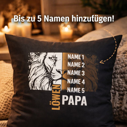 Papa Kissen - Löwenpapa mit Namen der Kinder - Geschenk Papa