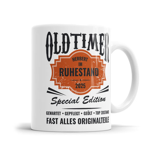 Oldtimer - Name - im Ruhestand - Rente 2025 - Tasse - Fulima