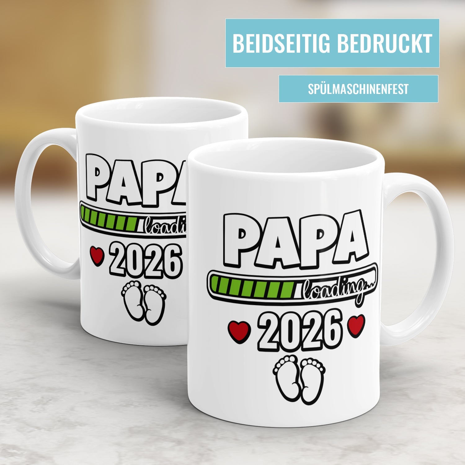 Tasse für werdenden Papa - Papa Loading 2026 - Ladebalken mit Babyfüßen - Fulima