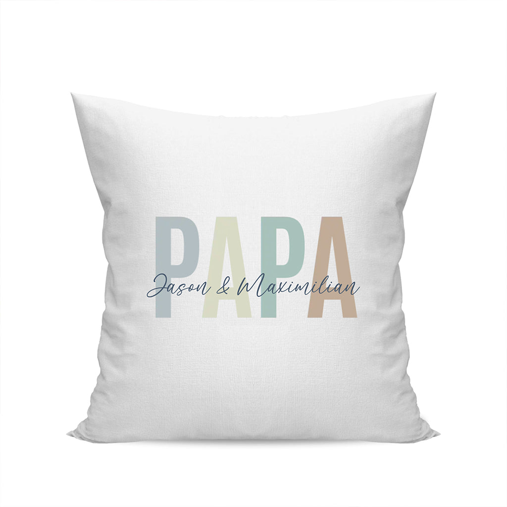 Papa Kissen personalisiert mit Namen - "Pastell Design" Geschenk für Papa