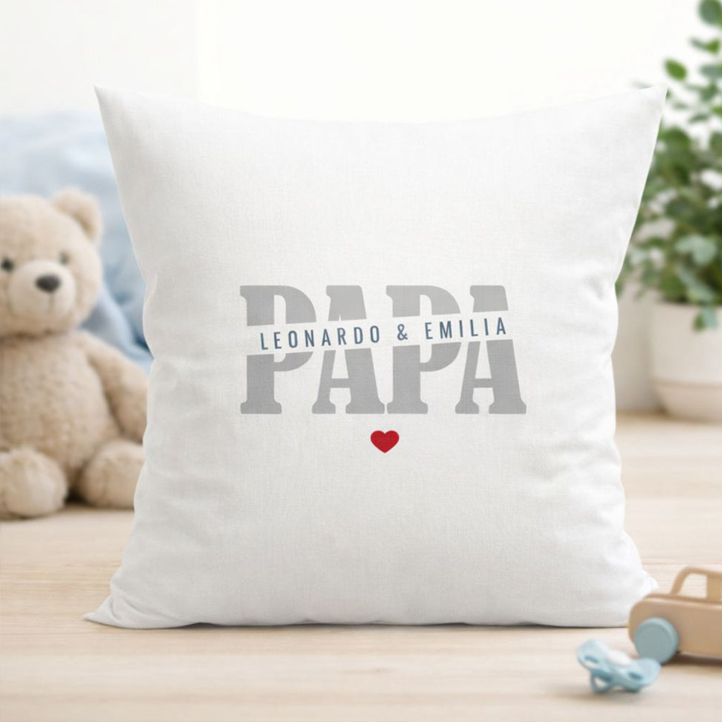 Personalisiertes Papa Kissen mit Namen der Kinder und Herzchen