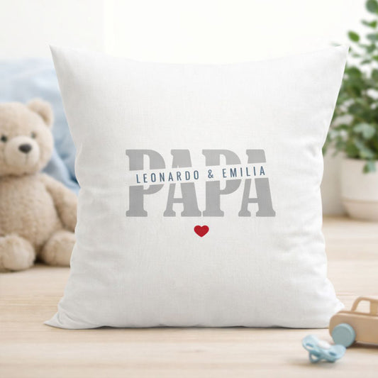 Personalisiertes Papa Kissen mit Namen der Kinder und Herzchen