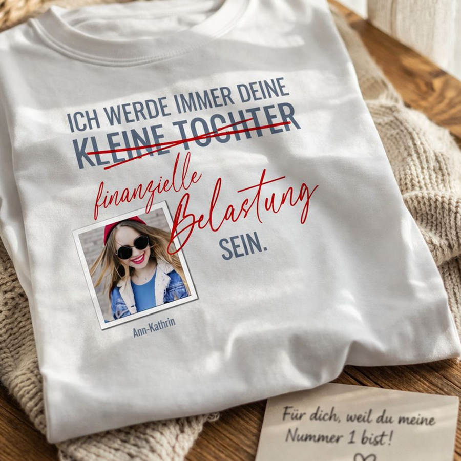 Papa Shirt personalisiert – Tochter – Foto & Finanzielle Belastung