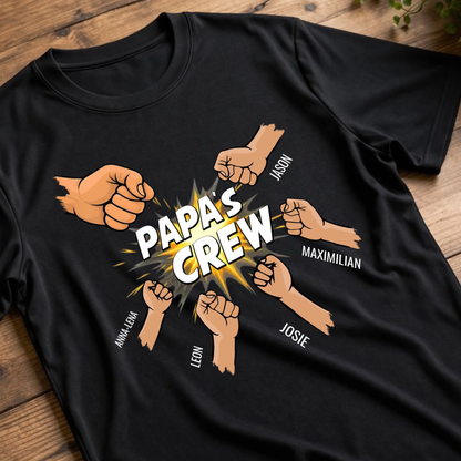 Papa Shirt personalisiert - Papas Crew mit Namen (1-5 Kinder)