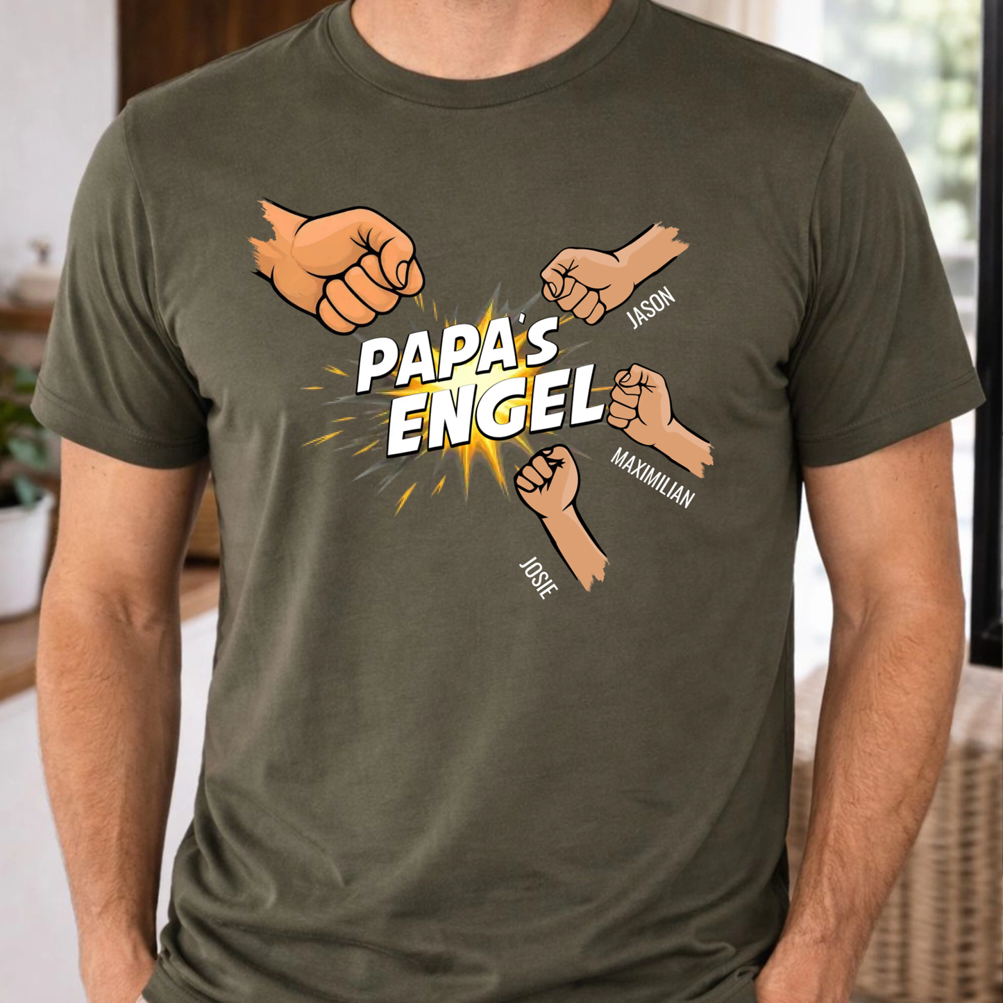 Papa Shirt personalisiert - Papas Crew mit Namen (1-5 Kinder)