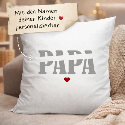 Personalisiertes Papa Kissen mit Namen der Kinder und Herzchen