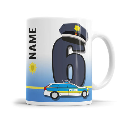 Polizei Tasse für den 6. Geburtstag – Mit Namen des Kindes - Fulima