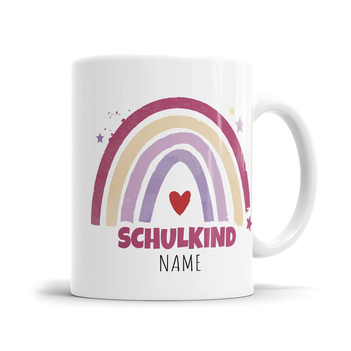 Schulkind Regenbogen Pink Edition personalisiert mit Namen - Kindertasse - Fulima