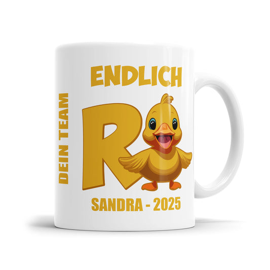 Endlich Rente Ente - Süße Comic Ente - Ruhestand Tasse - Fulima