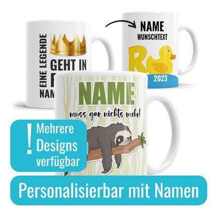 Personalisierte Rente Tasse 2026 – verschiedene Motive mit Namen