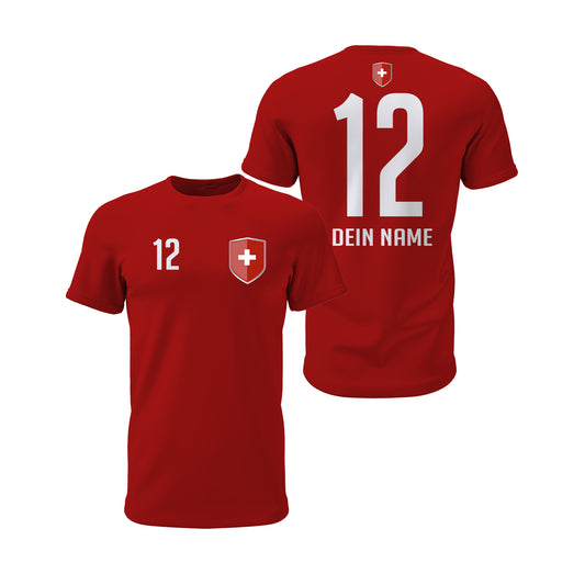 Schweiz Shirt mit Wappen und individueller Nummer & Name