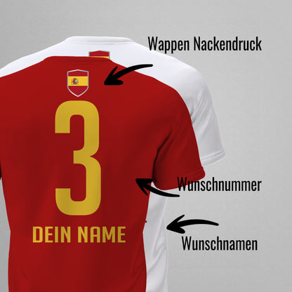 Spanien Shirt mit Wappen und individueller Nummer & Name