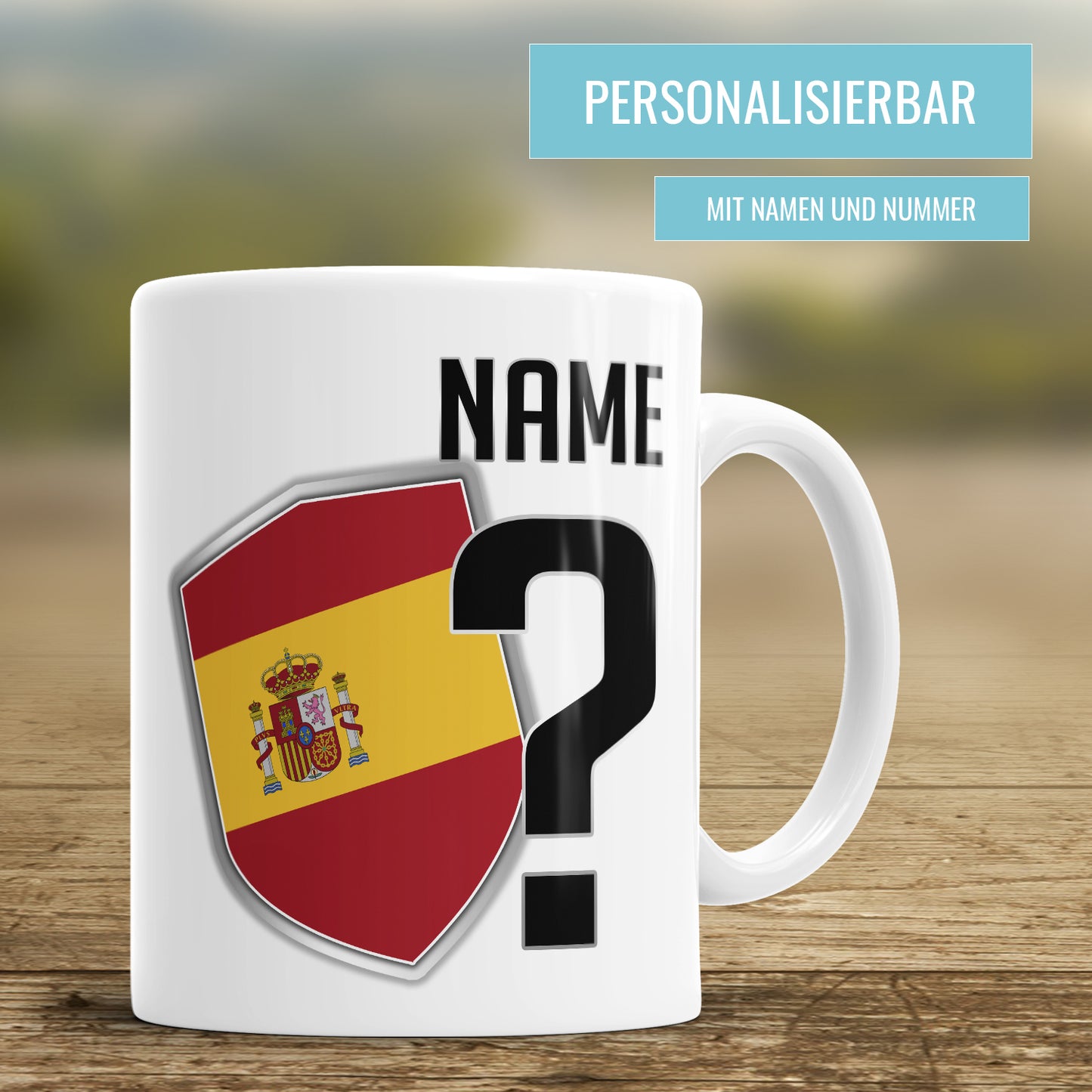 Spanien Fan Tasse - Personalisiert mit Namen und Nummer