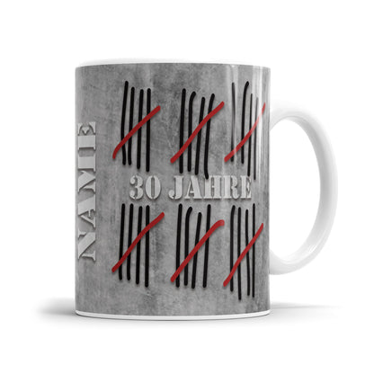 30 Jahre Strichliste personalisiert mit Namen - Geburtstag Tasse - Fulima