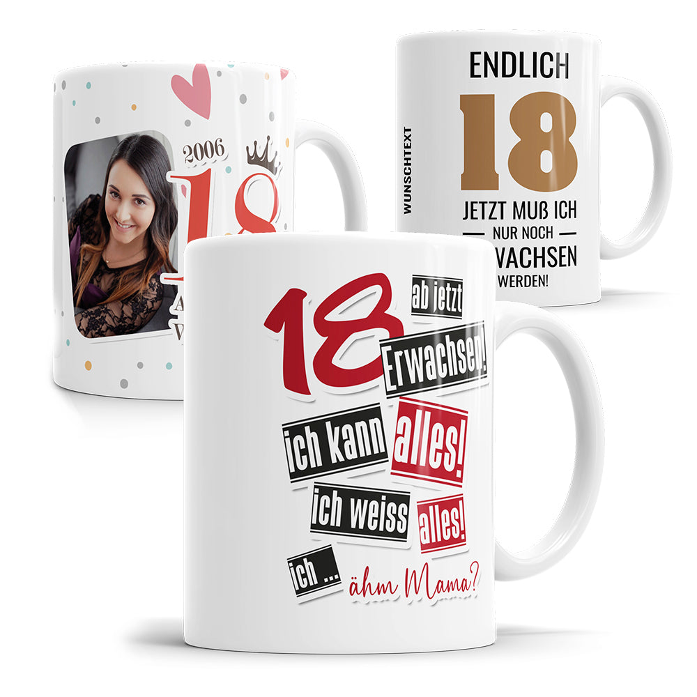 Volljährigkeit Tassen - Geschenke zum 18. Geburtstag