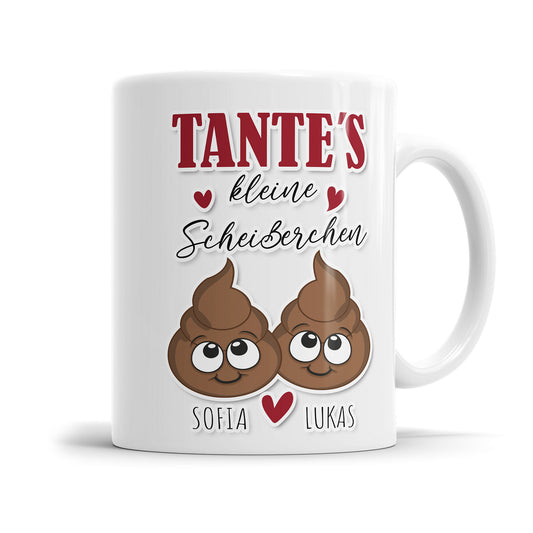 Tantes kleine Scheißerchen 1-4 Kinder Tasse personalisiert mit Namen der Kinder Fulima