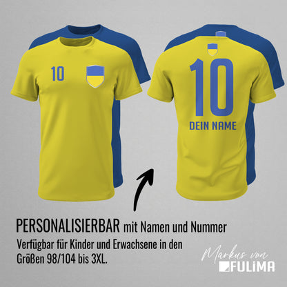 Ukraine Shirt mit Wappen und individueller Nummer & Name