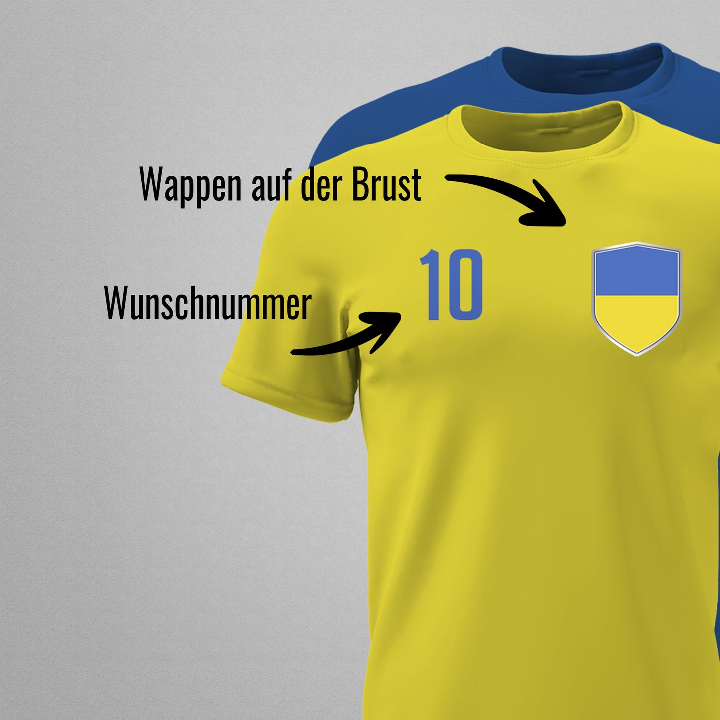 Ukraine Shirt mit Wappen und individueller Nummer & Name