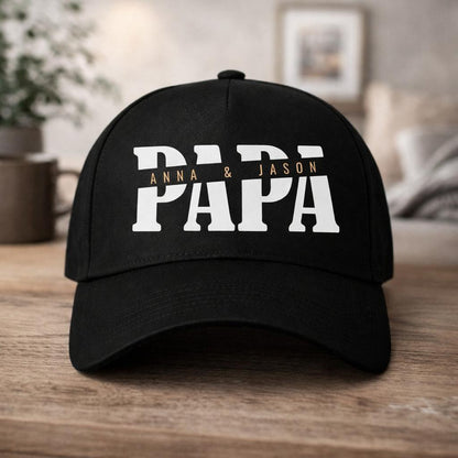 Papa Cap - Papa mit Namen der Kinder und Herzchen - Geschenkidee
