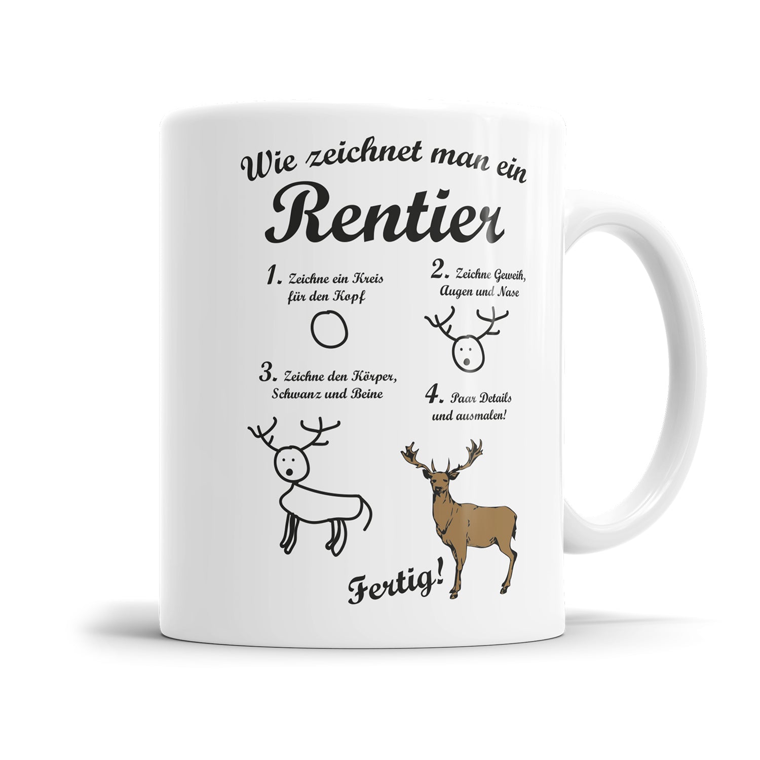 Weihnachtstasse Wie zeichnet man ein Rentier Anleitung Fun Tasse Fulima