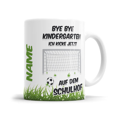 Kindergarten Abschied Tasse mit Fußball Motiv und Name