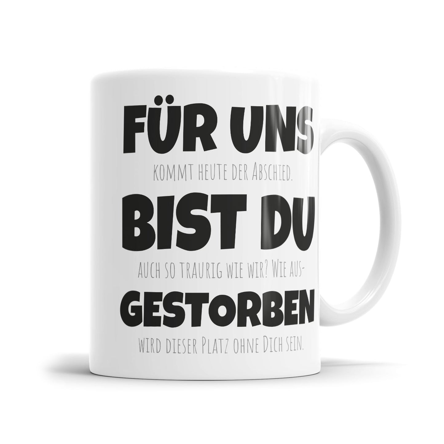 Humorvolle Abschiedstasse für Kollegen mit schwarzem Humor