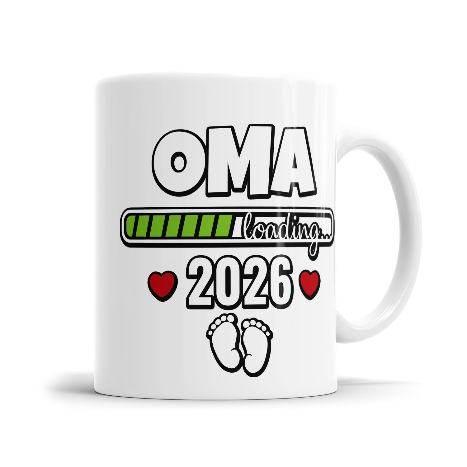 Bald Oma Tasse 2026 Fußabdrücken zur Baby Ankündigung