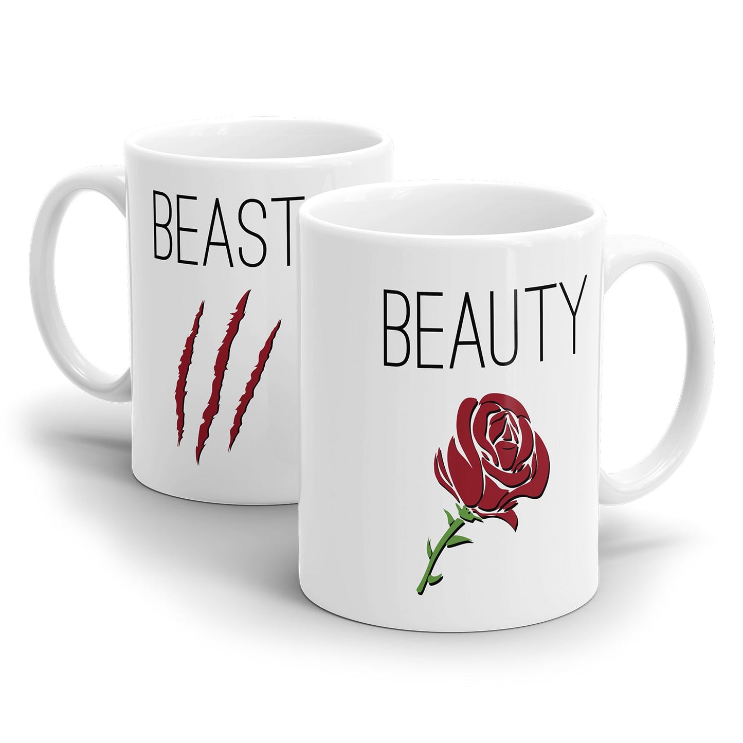 Pärchen Tassen Set mit Beast und Beauty Motiv