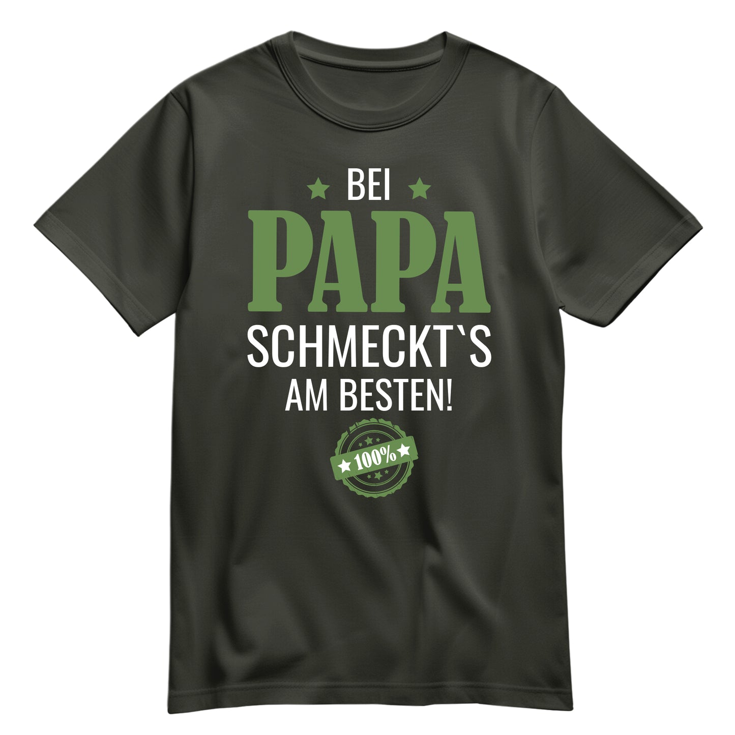 Papa Shirt - Bei Papa schmeckts am besten - Papa Geschenk Khaki