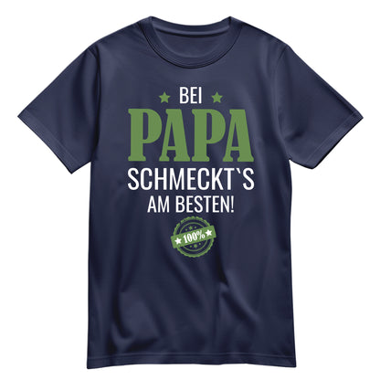 Papa Shirt - Bei Papa schmeckts am besten - Papa Geschenk- Navy