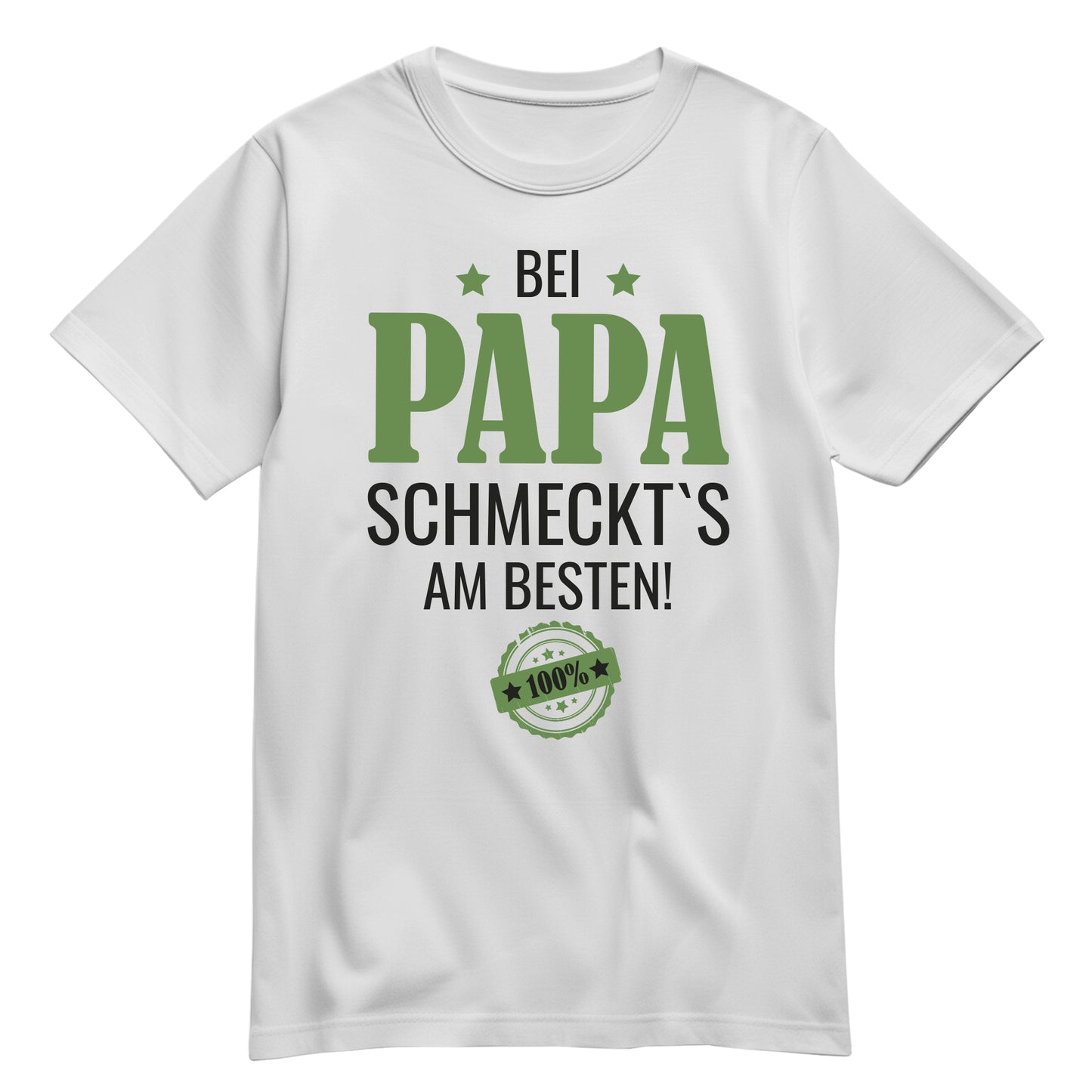 Papa Shirt - Bei Papa schmeckts am besten - Papa Geschenk Weiss