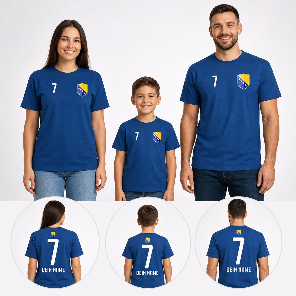 Bosnien Herzegowina  Fan Shirt mit Wunschname und Nummer in Royalblau