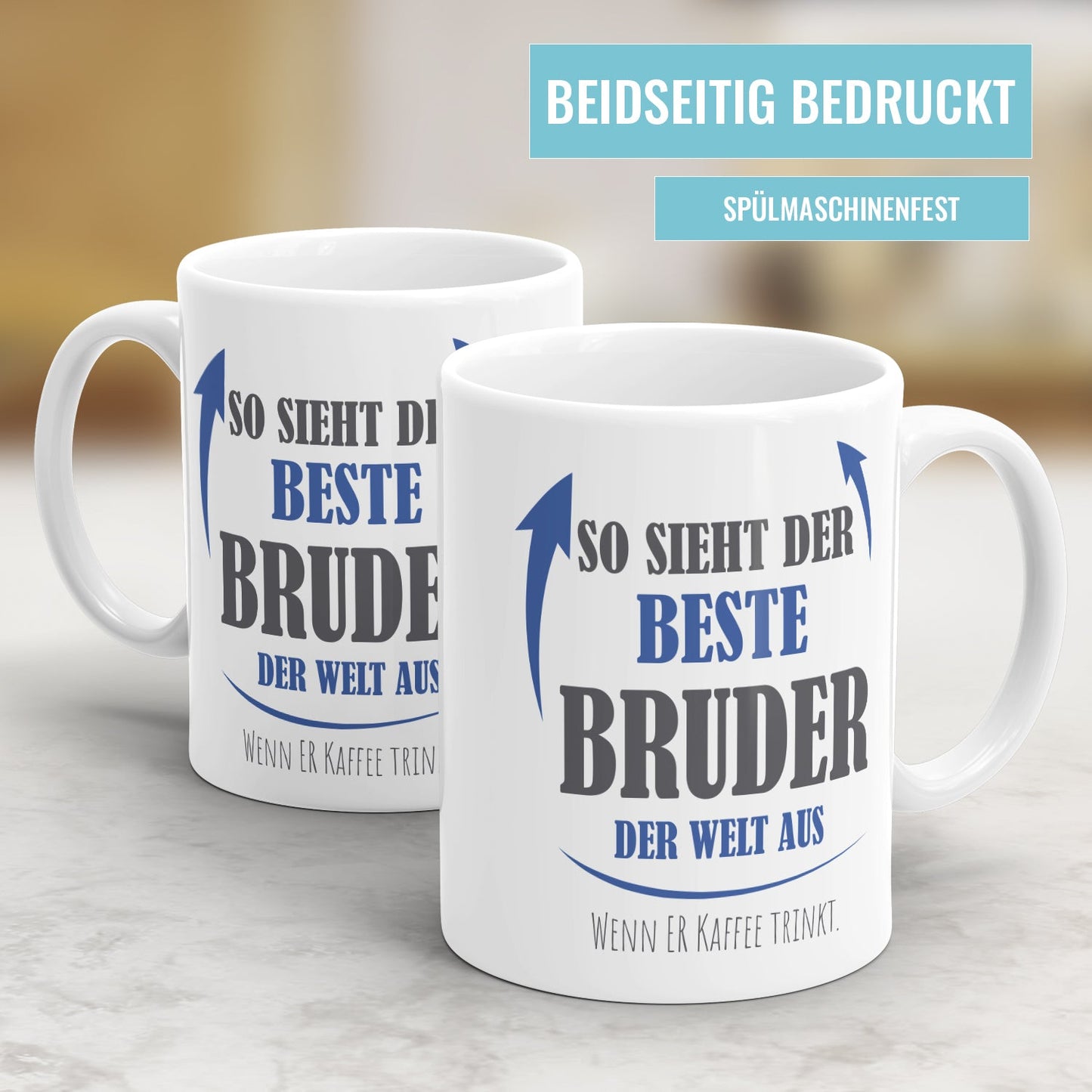 beidseitig bedruckte Bruder Tassen mit hochwertigem Druck