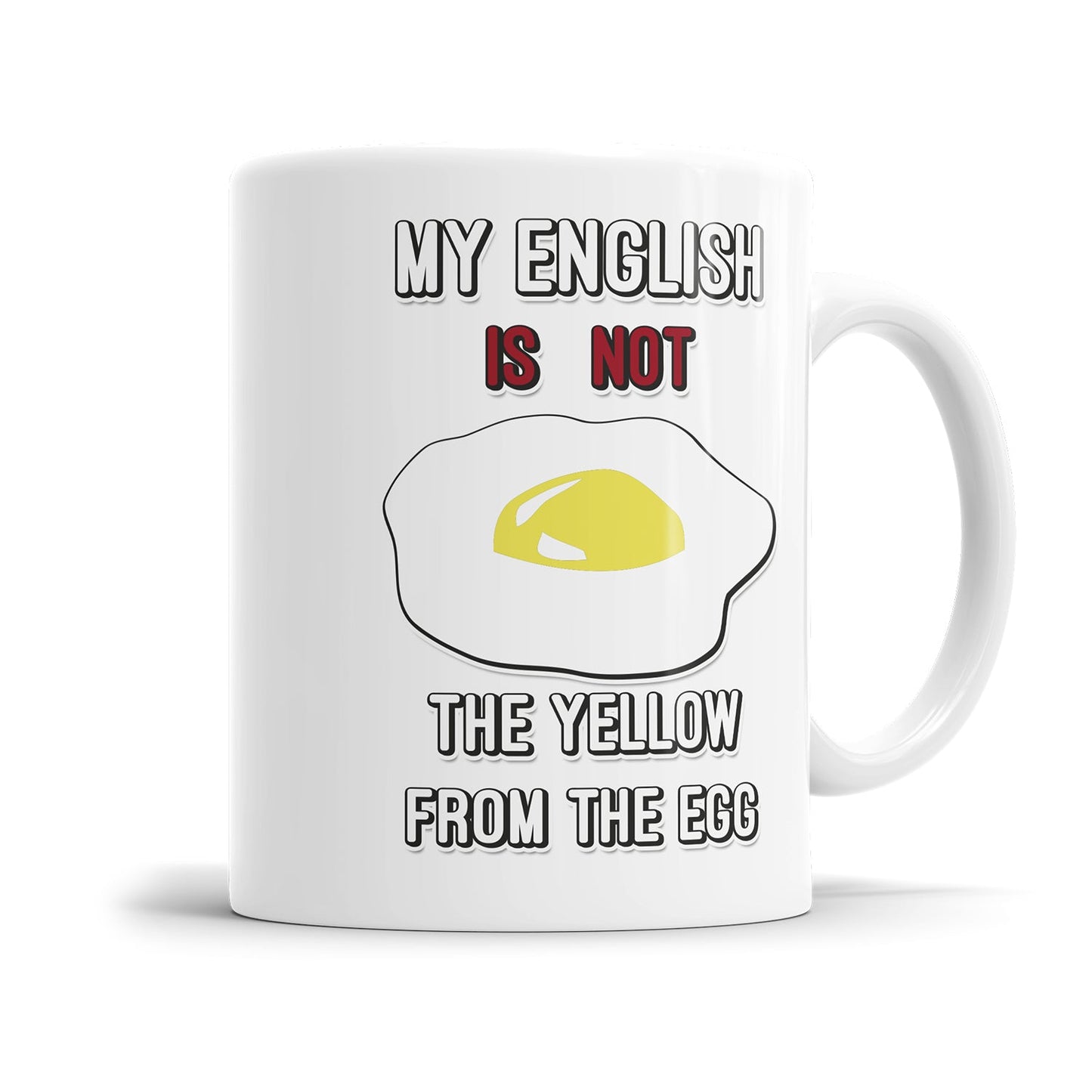 Humorvolle Denglisch Tasse mit dem Spruch „My English is not the yellow from the egg"