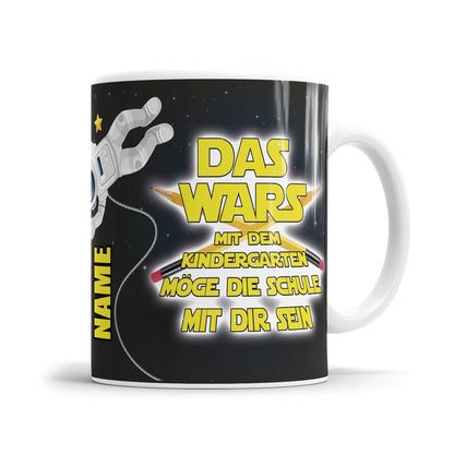 Schulkind Tasse mit Astronaut Motiv und personalisiertem Namen