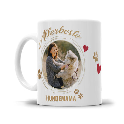Fototasse mit gemeinsamem Foto von Hund und Allerbeste Hundemama als persönliches Geschenk