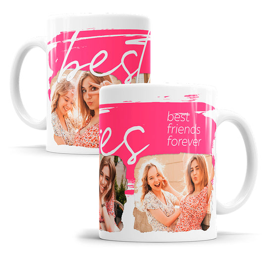 Personalisierte Fototasse für beste Freundinnen mit Besties Design und drei Fotos Produktbild