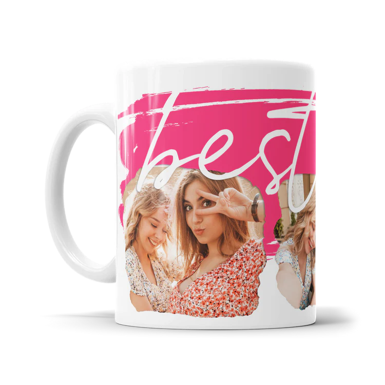 Fototasse für beste Freundinnen mit drei Fotos im Best Friends Forever Design
