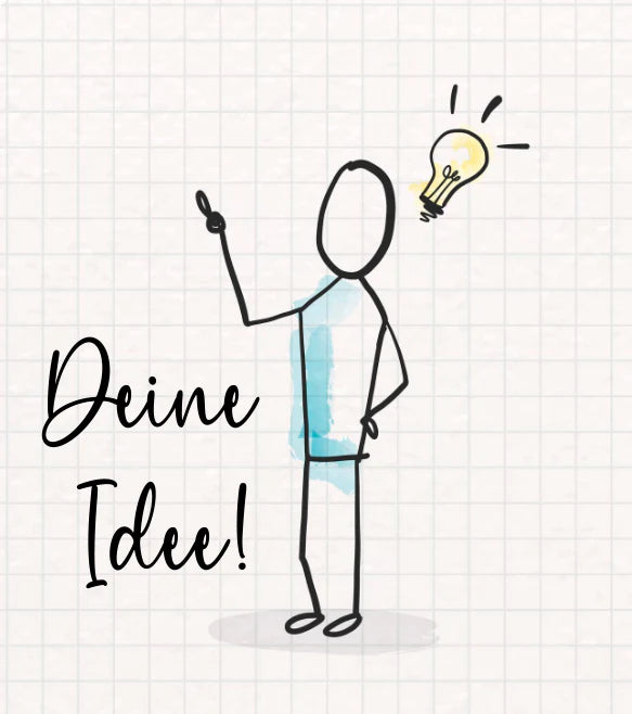 Illustration mit Glühbirne als Hinweis auf individuelle Wunschmotive für personalisierte Fototassen